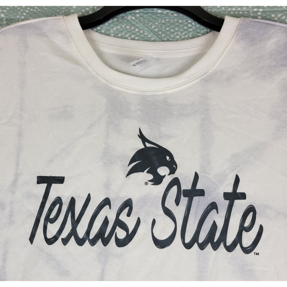 Texas State Bobcats Tie Dye Crewneck French Terry Sweatshirt Womens M Loungewear - Picture 2 of 8